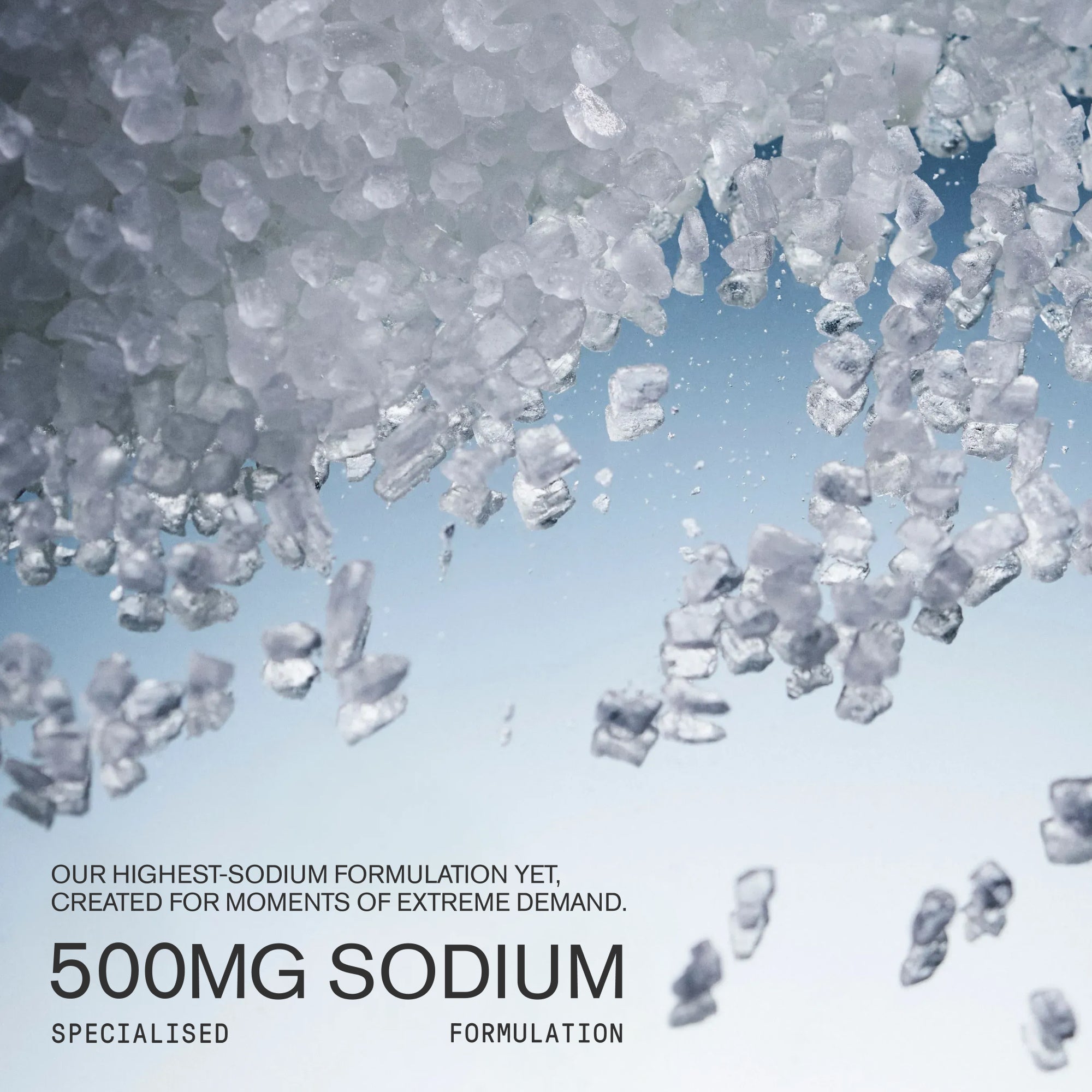 Ice crystals suspended and floating against a blue sky background